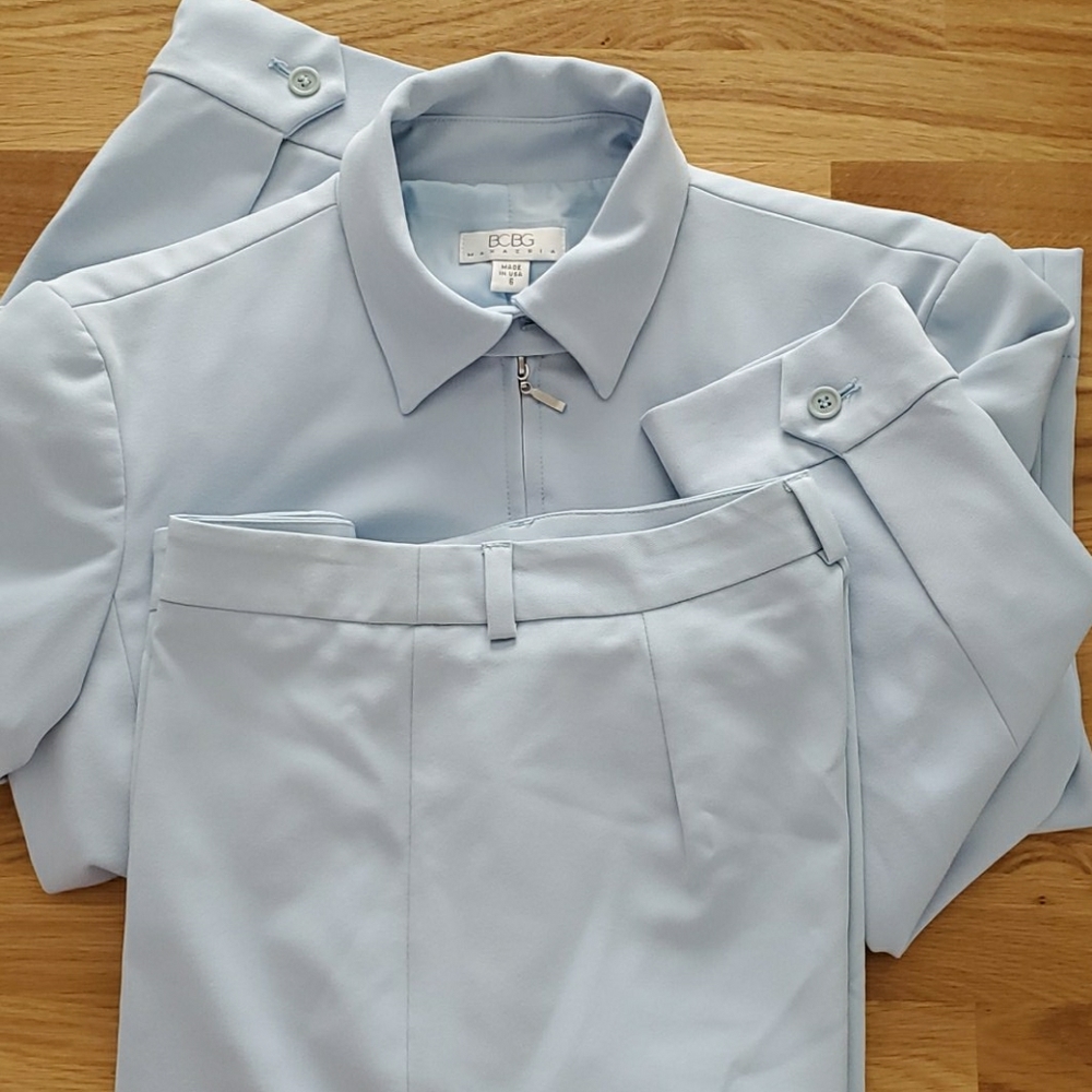 90s BCBG MaxAzria Baby Blue Pant Suit
